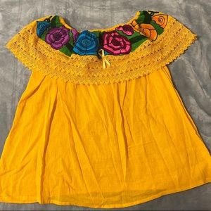 Mexican Embroidered Floral Blouse